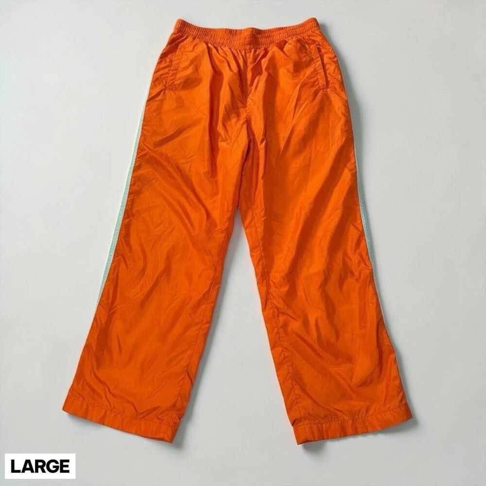 Abercrombie & Fitch Gym Issue Orange Nylon Track Pants Mens Large Vintage
